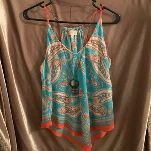 Paisley summer tank with necklace!